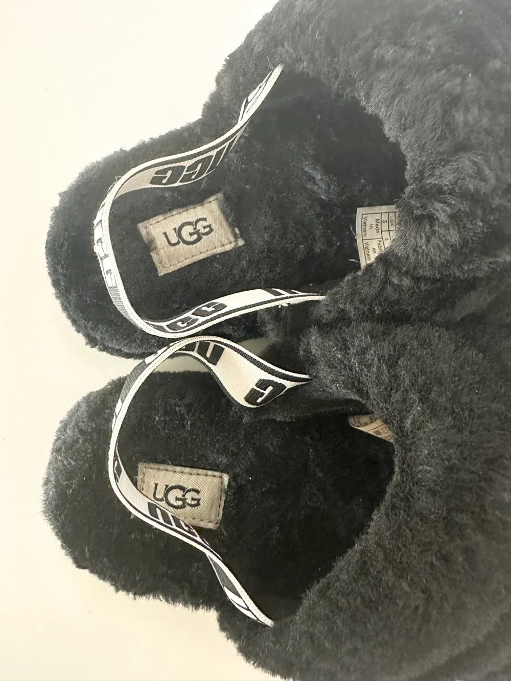 UGG Fluff Yeah Slide Sandal Kids Size 5 Women’s Size 6.5 Black